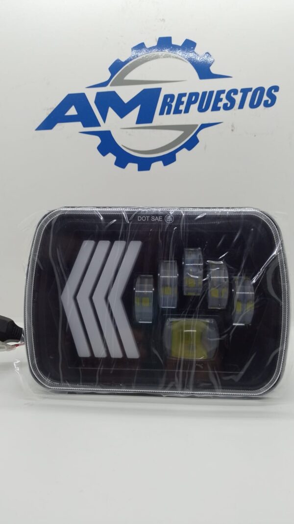 1187  OPTICA RECTANGULAR 6 LED- 4 FLECHAS DINAMICA C/ GIRO   7"