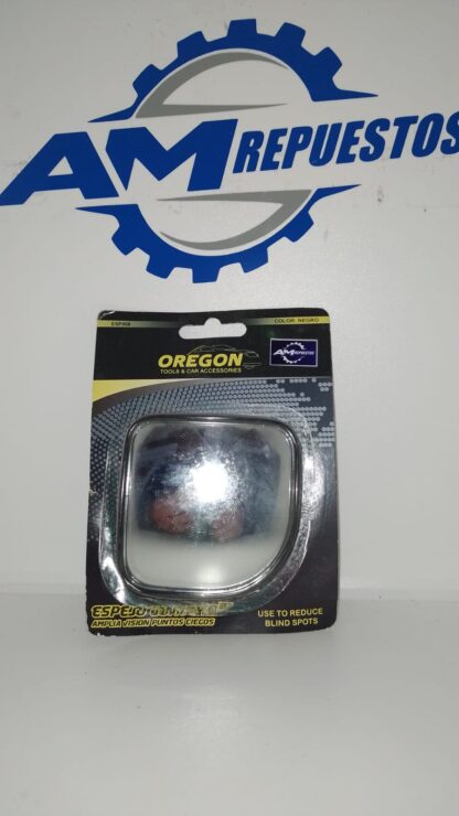 ESP008  017007596085 ESPEJO PUNTO CIEGO 3 ESPEJO PUNTO CIEGO 3 SEMI CUADRADO BORDE PLASTICO NEGRO PLATEADO UNIVERSAL OREGON - Imagen 2