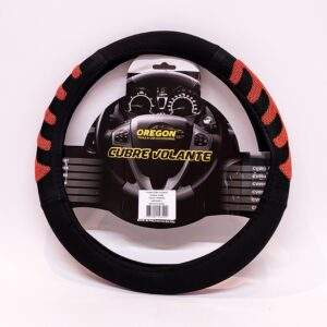 CV092 CUBRE VOLANTE MODELO GRAND PRIX CUERO SINTENTICO NEGRO / NARANJA 38*8.2CM