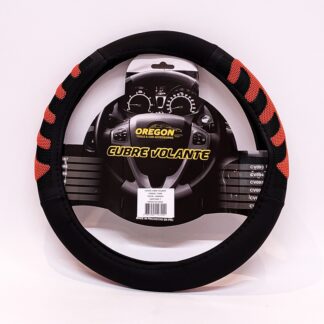 CV092 CUBRE VOLANTE MODELO GRAND PRIX CUERO SINTENTICO NEGRO / NARANJA 38*8.2CM