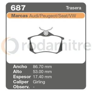 687m 2425304 PASTILLA FRENO