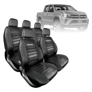 06/036/002 FUNDAS PARA ASIENTOS "AMAROK" 10/16 C/D DEL.2BU/TRAS 1/3 2/3 CUERO NEGRO