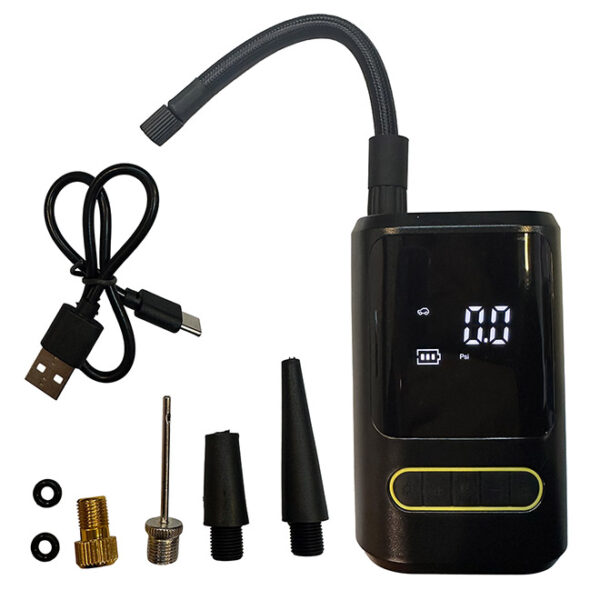 VA-110 COMPRESOR DE AIRE PORTATIL, INALAMBRICO, RECARGABLE MULTIUSO, DISPLAY DIGITAL, CON CORTE, PICOS VARIOS, CARGA USB CON LUZ