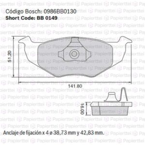 0 986 BB0 130  PASTILLAS DE FRENOS VW PD/368