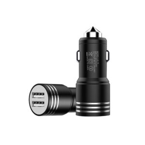 KBCH008B CARGADOR DOBLE USB + ENCENDEDOR DE ZINC CON BASE MARTILLO METALICA 12V / 24V OUTPUT 5V 4200 MA NEGRO