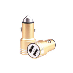 KBCH008GO CARGADOR DOBLE USB + ENCENDEDOR DE ZINC CON BASE MARTILLO METALICA 12V / 24V OUTPUT 5V 4200 MA DORADO