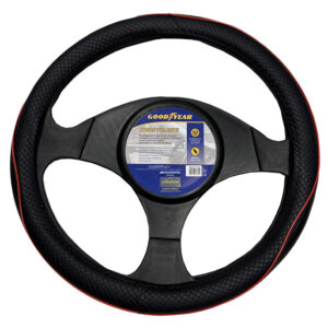 GY-2334 CUBRE VOLANTE GOODYEAR, NEGRO CON RIBETE REFLECTIVO ROJO, AUTO 38CM