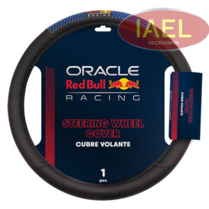 RBSWC006BBLU CUBRE VOLANTE 38CM NEGRO CON APLIQUE GOMA LINEAS Y COSTURA AZUL - ORACLE RED BULL RACING